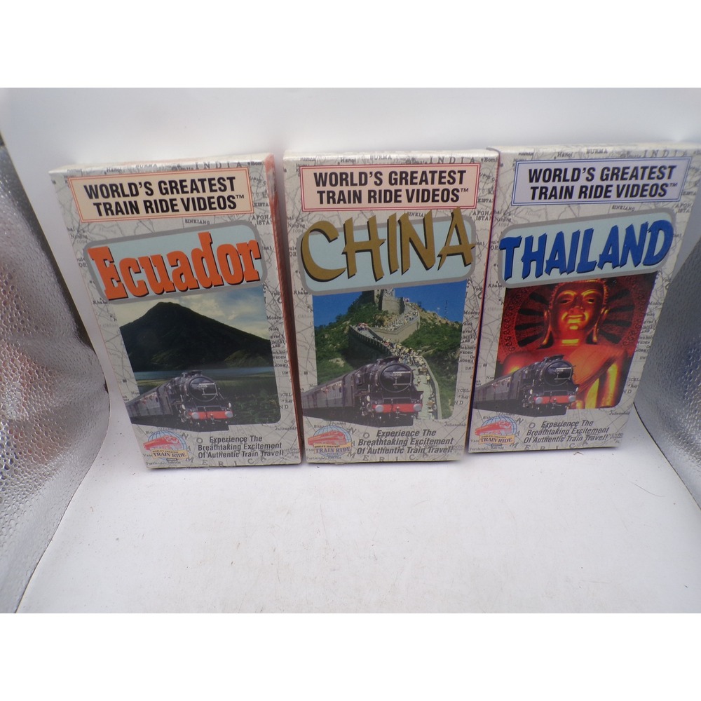 World's Greatest Train Ride Videos VHS Lot Ecuador China Thailand Travel Vintage